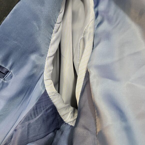 Enzo Tovare Blazer Mens 46R Blue Plaid Wool Sartorial AMF 2 Button Notch Lapel - Picture 12 of 16